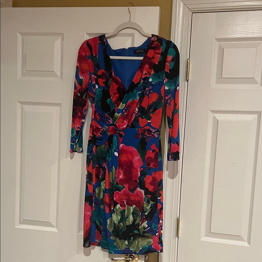 Tahari Multicolor Floral Long Sleeve Dress